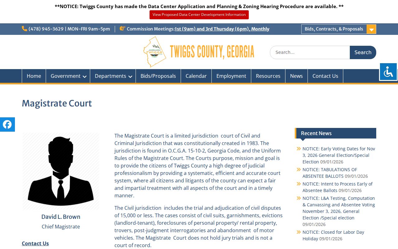Twiggs County warrant search Magistrate Court authority