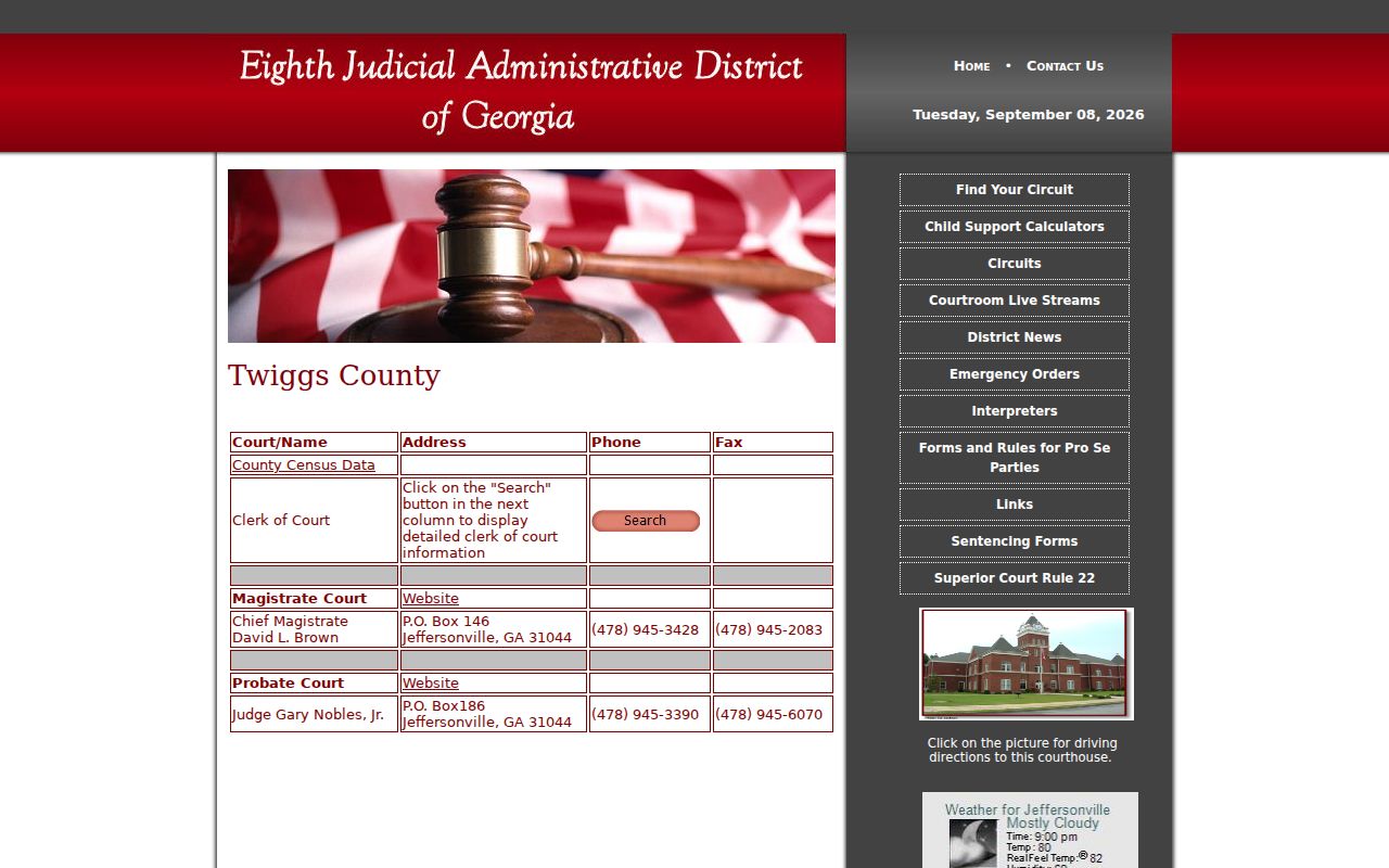 Twiggs County warrant search court contact directory