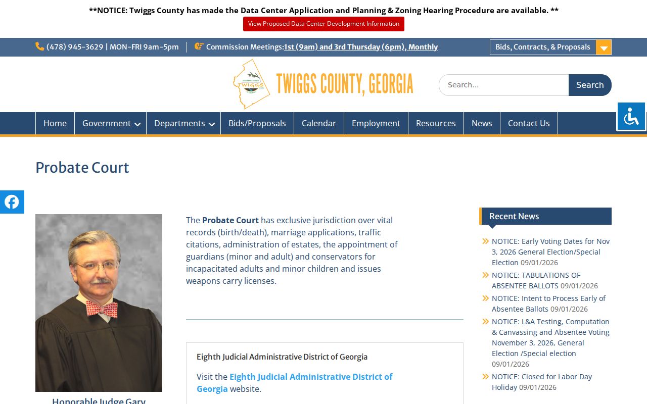 Twiggs County active warrants Probate Court traffic route
