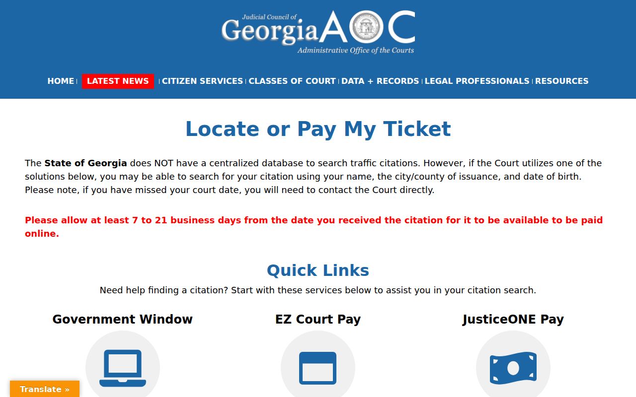 Twiggs County traffic warrant ticket database guidance